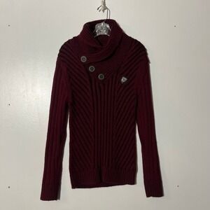 LCR Menswear Collection Cowl Neck Red Knit Pullover Sweater Men's Size Large